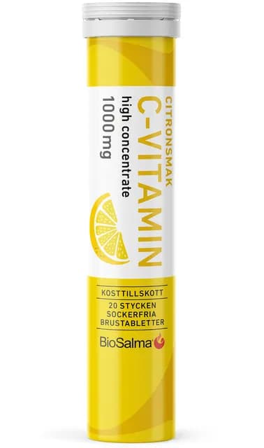BioSalma C-vitamin 1000 mg Citron 20 brustabletter