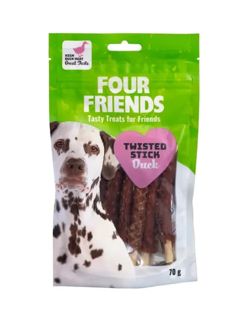 FourFriends Dog Twisted Stick Duck 12,5 cm 7 st