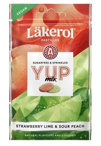 Läkerol Yup Mix Strawberry Lime & Sour Peach