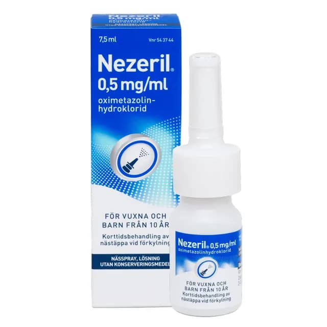 Nezeril Nässpray, Lösning 0,5 mg/ml 7,5 ml - utan konserveringsmedel