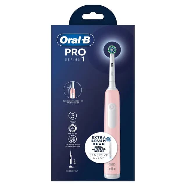 Oral-B Pro Series 1 Rosa Eltandborste 2 Tandborsthuvuden Designed by Braun