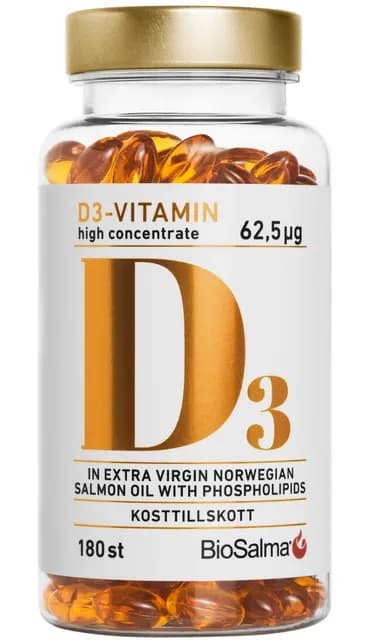 BioSalma D3-vitamin 62,5ug high concentrate 180 kapslar