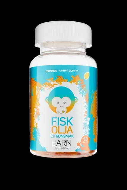 Monkids Fiskolja Citron Barn 60 st tuggtabletter