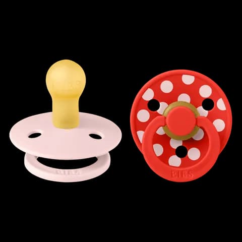 BIBS Studio Colour Polka Latex Size 1 Blossom/Candy Apple 2-pack
