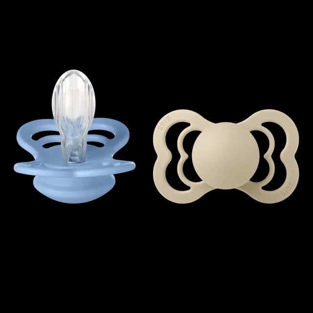 BIBS Supreme Silicone Size 2 Vanilla/Sky Blue 2-pack