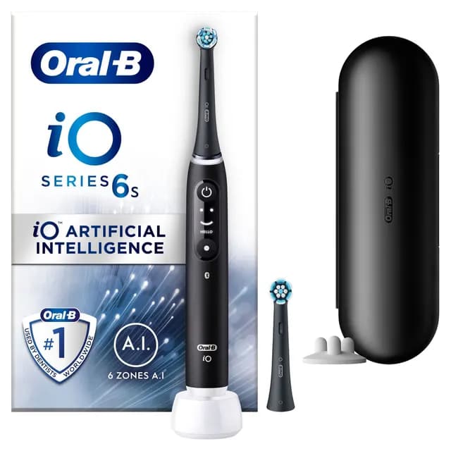 Oral-B iO 6S Svart Eltandborste med extra Tandborsthuvud
