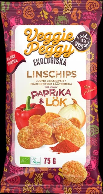 Veggie Peggy Linschips Paprika & Lök 75 g