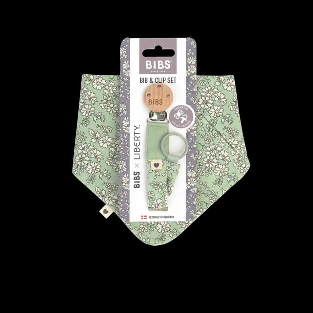 BIBS x Liberty Bib & Clip Set Capel Sage