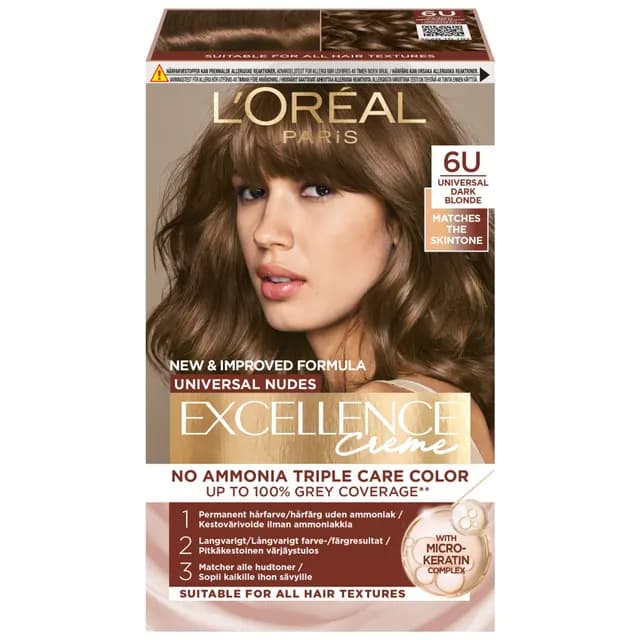 L'Oréal Paris Excellence Universal Nudes Permanent Hårfärg 6U Universal Dark Blonde