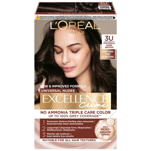 L'Oréal Paris Excellence Universal Nudes Permanent Hårfärg 3U Universal Dark Brown