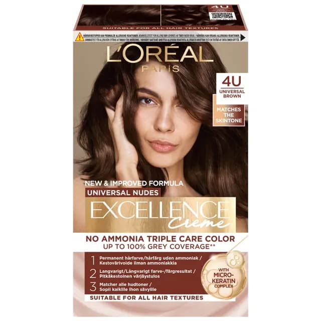 L'Oréal Paris Excellence Universal Nudes Permanent Hårfärg 4U Universal Brown