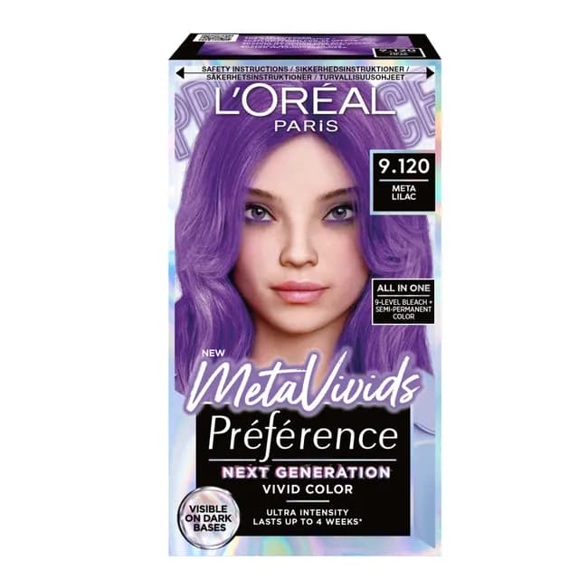 L'Oréal Paris Préférence Meta Vivids Blekning & Semi-Permanent Hårfärg 9.120 Meta Lilac