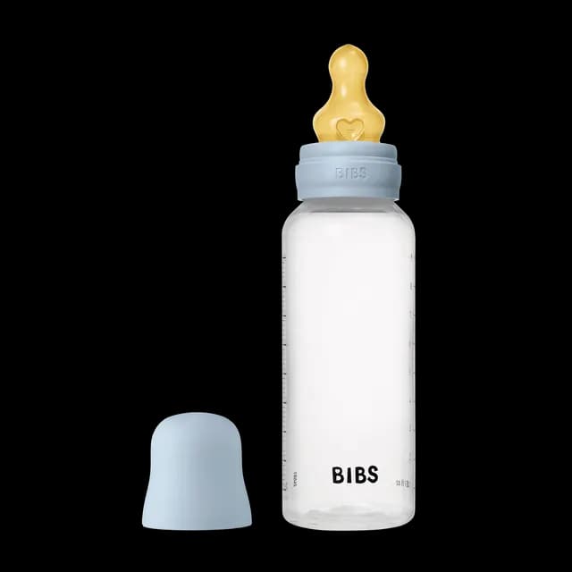 BIBS Baby Bottle Round Latex Medium Flow Baby Blue 270 ml