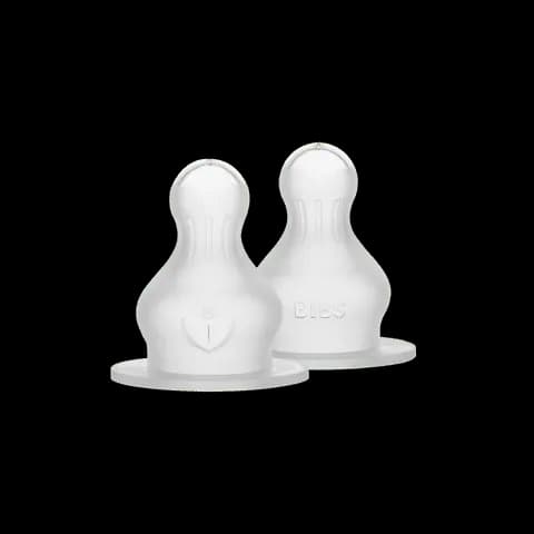 BIBS Baby Bottle Nipple Round Silicone Fast Flow 2-pack