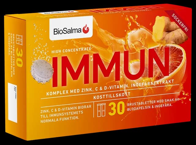 BioSalma Immun Zink C+D-vitamin 30 brustabletter