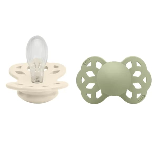 BIBS Infinity Silicone Symmetrical Size 2 Ivory/Sage 2-pack
