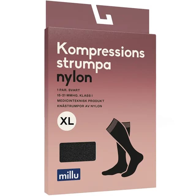Millu Kompressionsstrumpa Nylon Svart XL 1 par