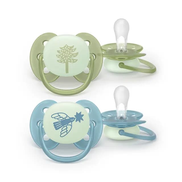 Philips Avent Ultra Soft Nattnapp Glow in the Dark Grön & Blå +18 månader 2 st