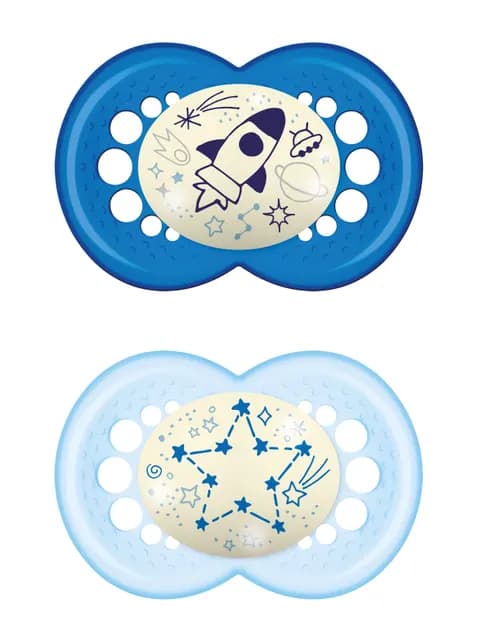 MAM Original Night 6-16m Silicone Blue 2-pack