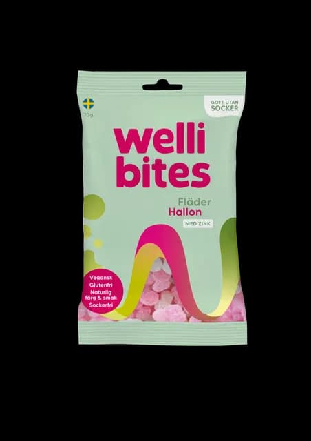 Wellibites Fläder & Hallon 70 g