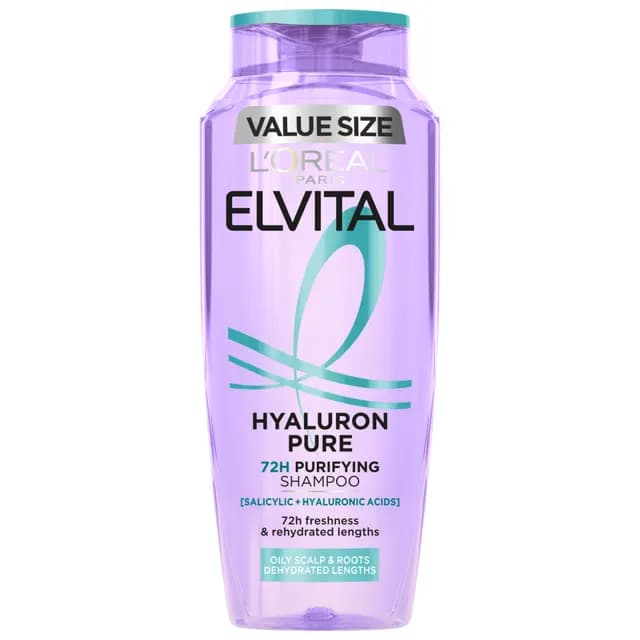L'Oréal Paris Elvital Hyaluron Pure Shampoo mot oljig hårbotten och torra längder 500 ml