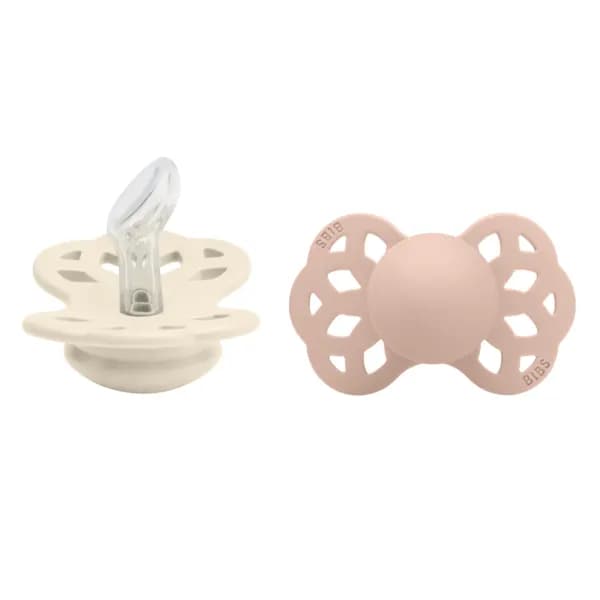 BIBS Infinity Silicone Anatomical Size 1 Ivory/Blush 2-pack