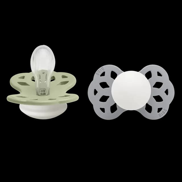 BIBS Infinity Silicone Symmetrical Size 1 Sage Glow/Cloud Glow 2-pack