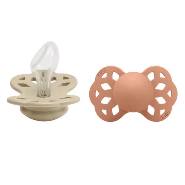 BIBS Infinity Silicone Anatomical Size 2 Vanilla/Peach 2-pack