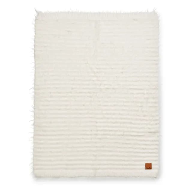 Elodie Furry Knit Blanket Vanilla White