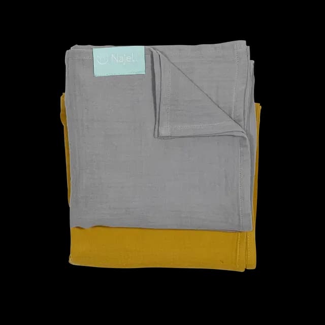 Najell Muslinfiltar Dijon Yellow/Mercury Grey 2-pack