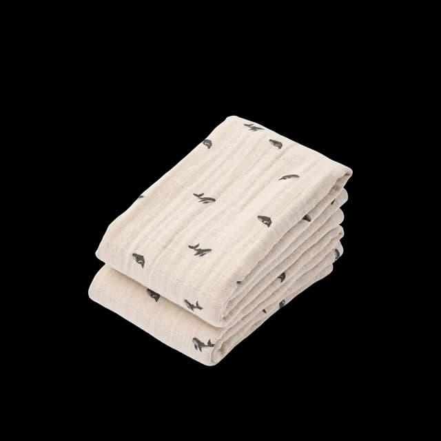 LIEWOOD Lewis Muslinfilt Mini Whale/Sandy 2-pack