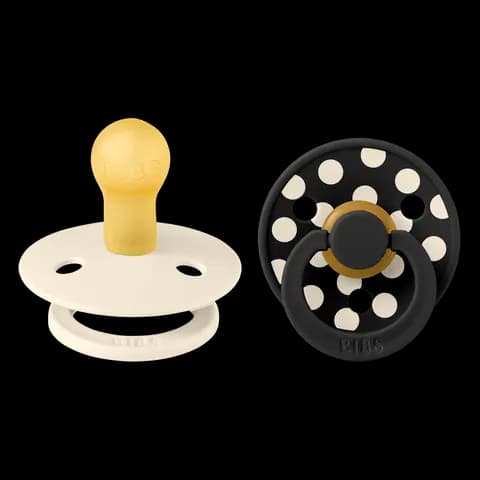 BIBS Studio Colour Polka Latex Size 1 Ivory/Black 2-pack