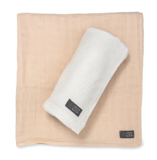 Vinter & Bloom Soft Grid+Muslin EKO Vit/Beige 2-pack