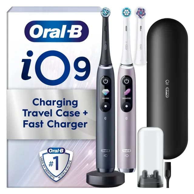 Oral-B iO 9 Eltandborste Duopack Svart & Rosenkvartsfärgad