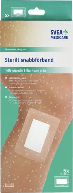 Svea Medicare Sterilt Vattentätt Förband 10 x 30 cm 5 st