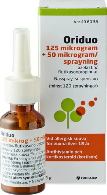 Oriduo nässpray 125 mikrogram + 50 mikrogram/sprayning 120 doser