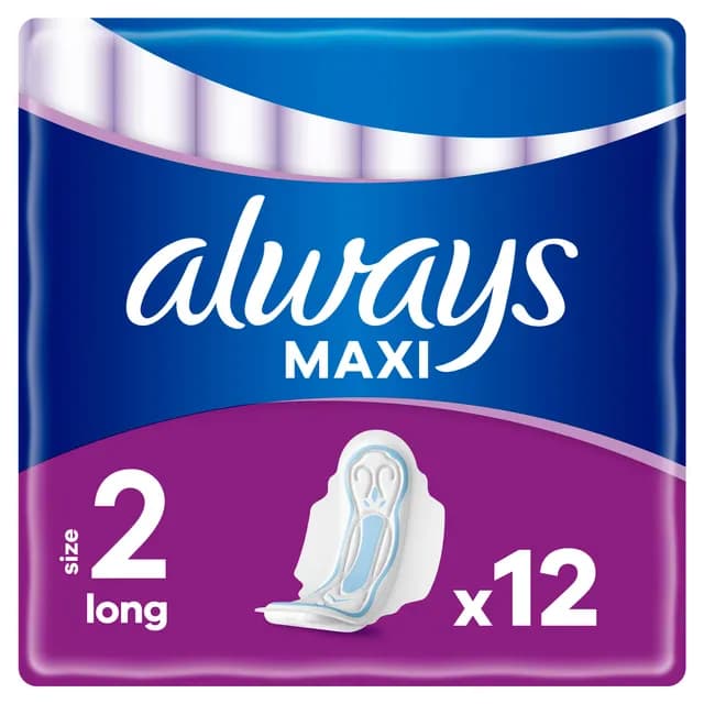 Always Maxi Long Sanitetsbindor S2 Med Vingar 12 st