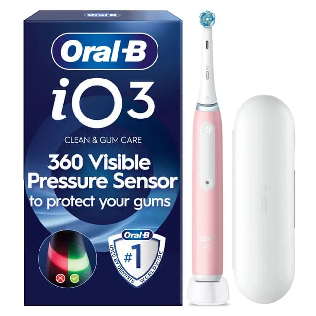 Oral-B iO 3 Eltandborste Rosa med Extra Tandborsthuvud & Resefodral