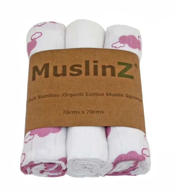 MuslinZ Muslinfilt Cloud Pink Lavender EKO 70 cm 3-pack