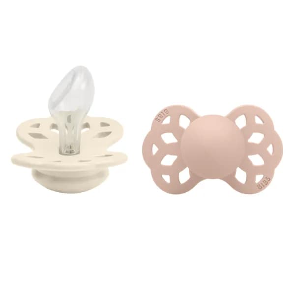 BIBS Infinity Silicone Anatomical Size 2 Ivory/Blush 2-pack