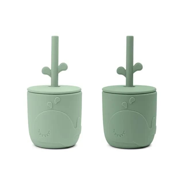 Done by Deer Peekaboo Sugrörsmugg Wally Green 2-pack