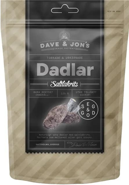 Dave & Jon's Dadlar Saltlakrits 125 g