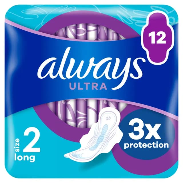 Always Ultra Sanitetsbindor Long Med Vingar S2 12 st