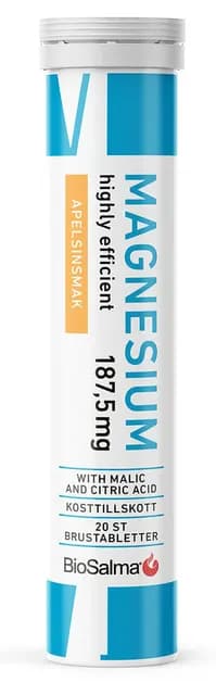 Biosalma Magnesium 187,5 mg Apelsin 20 brustabletter