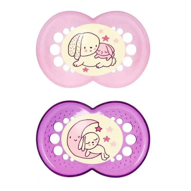 MAM Original Napp Night 6-16 månader Silikon Rosa 2-pack