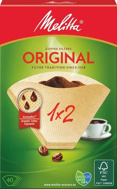 Melitta Kaffefilter 1X2 Oblekta 40-pack