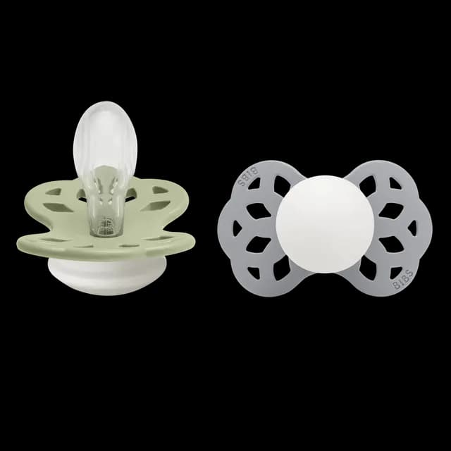 BIBS Infinity Silicone Symmetrical Size 2 Sage Glow/Cloud Glow 2-pack
