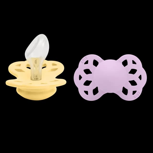 BIBS Infinity Silicone Anatomical Size 2 Pale Butter/Violet Sky 2-pack