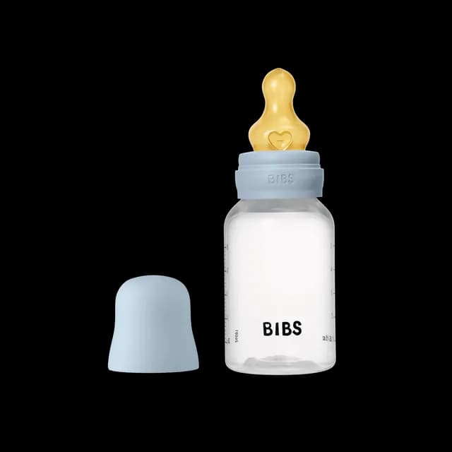 BIBS Baby Bottle Round Latex Slow Flow Baby Blue 150 ml