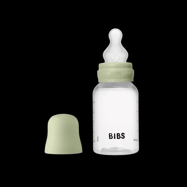 BIBS Baby Bottle Round Silicone Slow Flow Sage 150 ml